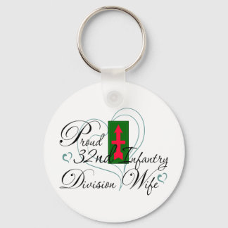 Proud 32nd Infantry Wife Heart Keychain