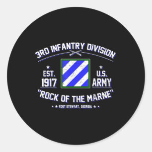 Proud 3rd Infantry Division Rock Of Marne Us Veter Classic Round Sticker