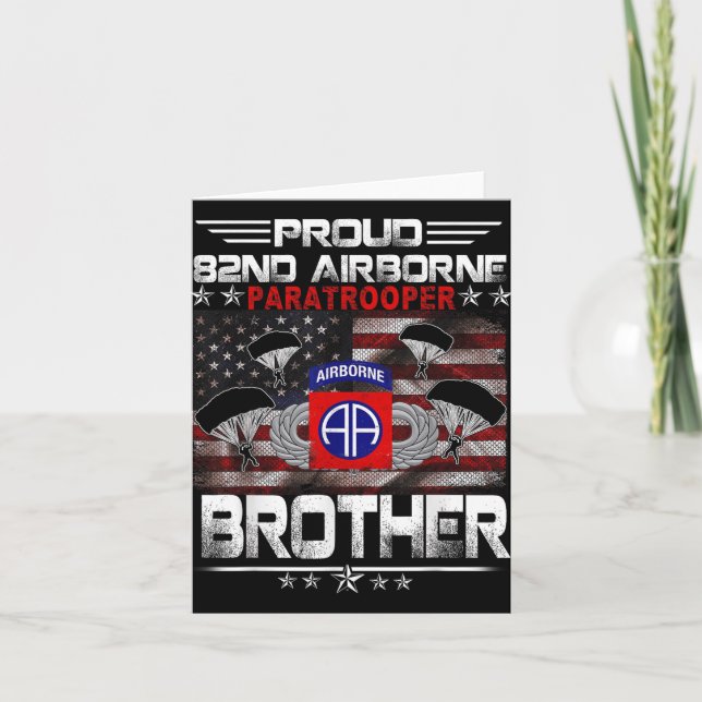 Proud 82nd Airborne Paratrooper Brother Us Flag -  Card (Front)
