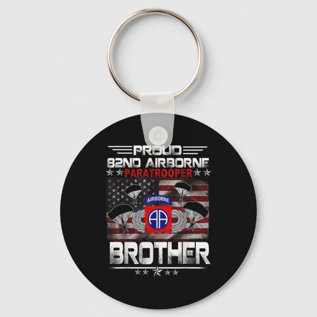 Proud 82nd Airborne Paratrooper Brother Us Flag -  Keychain (Front)