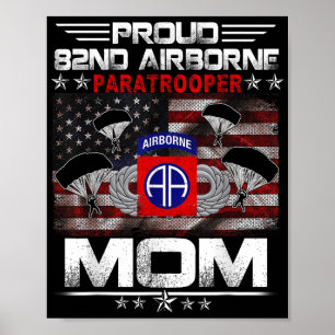 Proud 82nd Airborne Paratrooper Mom Us Flag - Vete Poster