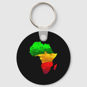 Proud africa map green yellow red african pride keychain