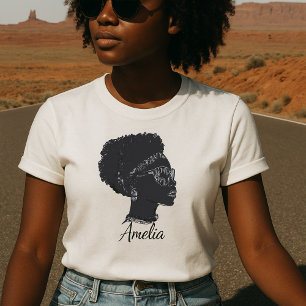 Proud Afro Girl Sketch Black History Personalized T-Shirt