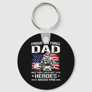 Proud air force dad raised heroes flag airman keychain