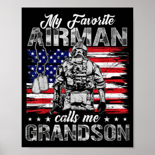 Proud Air Force Grandson Flag Camo Favourite Airma Poster