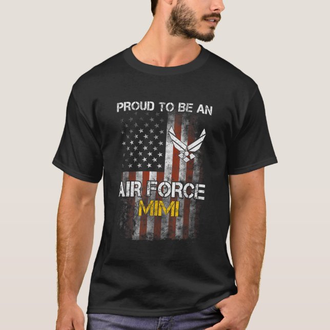 Proud Air Force Mimi Funny American Flag TShirt (Front)
