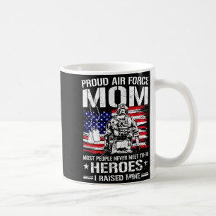 Proud air force mom raised heroes flag airman coffee mug