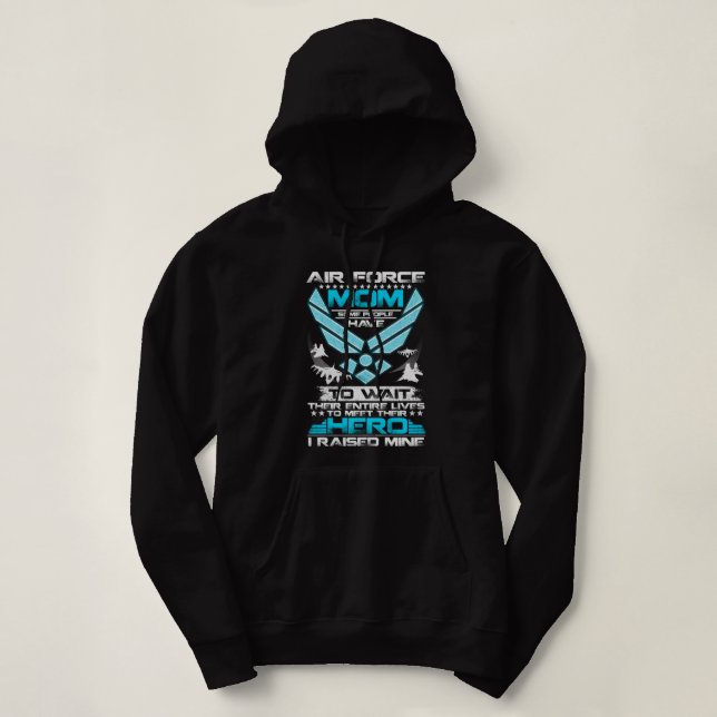 Proud Air Force Mom US Heart Military Mothers Day Hoodie (Design Front)