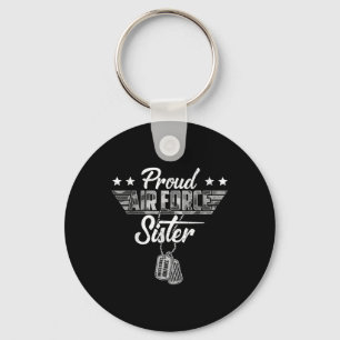 Proud Air Force Sister Camouflage Usaf Veteran Air Keychain
