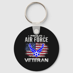Proud Air Force Veteran With American Flag Gift Ve Keychain