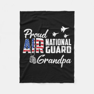 Proud Air National Guard Grandpa Flag Family Fleece Blanket