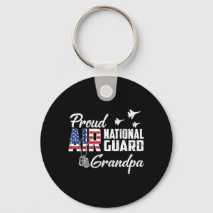 Proud Air National Guard Grandpa Flag Family Keychain
