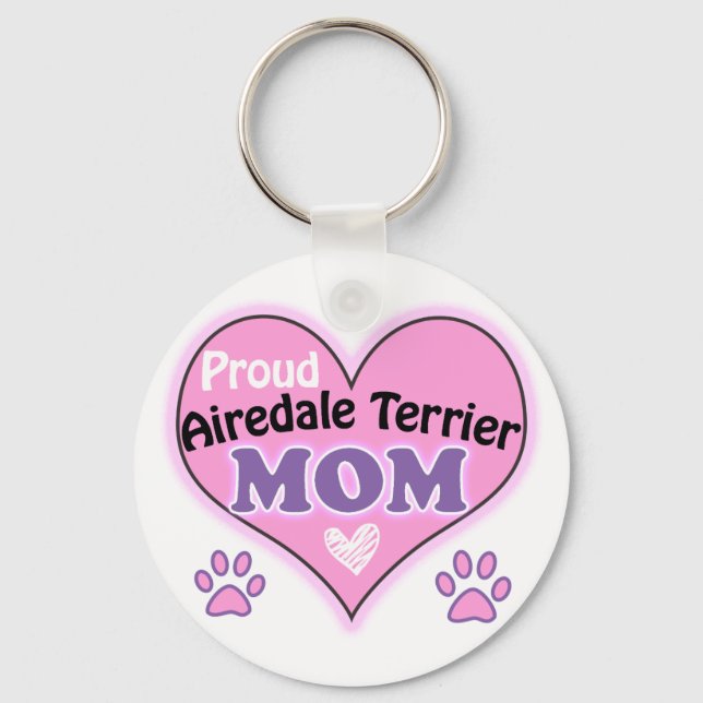 Proud Airedale Terrier Mom Keychain (Front)