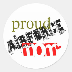 proud airforce mom classic round sticker