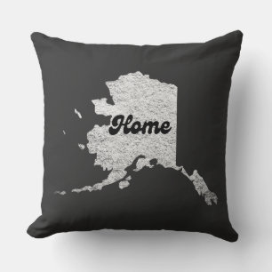 proud Alask State Home Map Outline Rocky Map AK  Throw Pillow