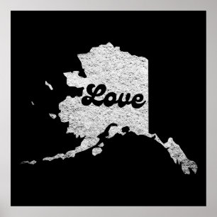 proud Alask State love Map Outline Rocky Map AK Poster