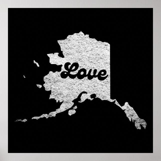 proud Alask State love Map Outline Rocky Map AK Poster (Front)