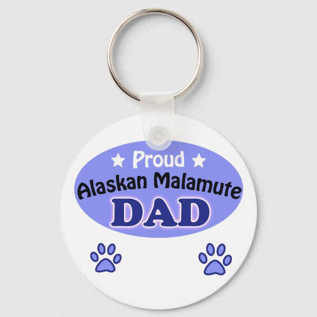 Proud Alaskan Malamute Dad Keychain (Front)