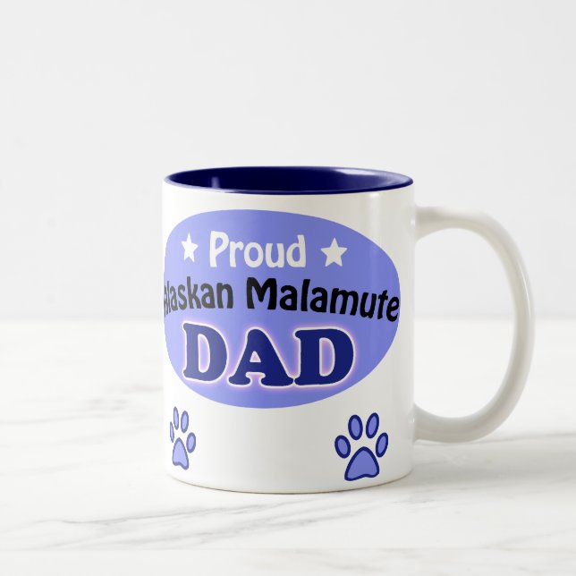 Proud Alaskan Malamute Dad Two-Tone Coffee Mug (Right)