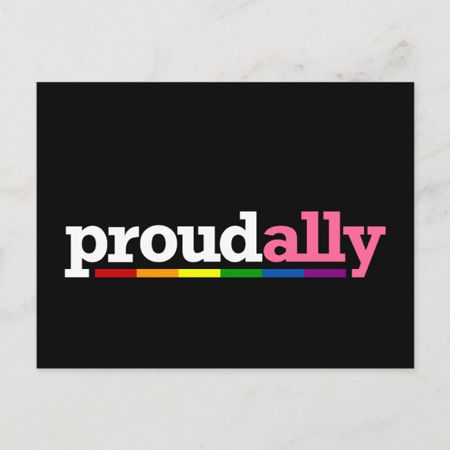 Proud Ally Black Postcard (Front)
