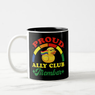 Proud Ally Club Member Rubber Duck Rainbow Gay  Two-Tone Coffee Mug