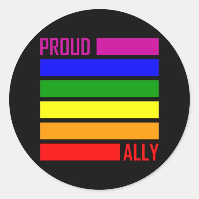 PROUD ALLY FLAG LGBT Pride Month LGBTQ Rainbow Classic Round Sticker (Front)