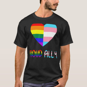 Proud Ally Lgbt Heart Flag Gay Pride Lesbians Bise T-Shirt