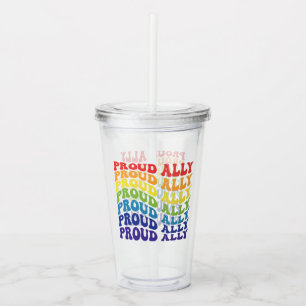 Proud Ally   LGBTQ   Gay Pride   Rainbow Acrylic Tumbler