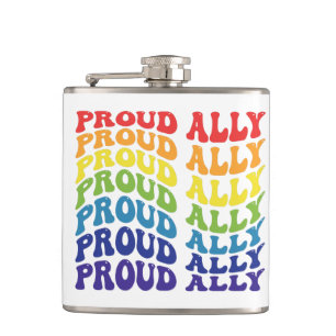 Proud Ally   LGBTQ   Gay Pride   Rainbow Hip Flask