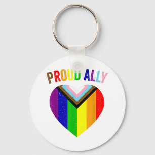 Proud Ally LGBTQAI Gay POC Transgender Pride Flag  Keychain