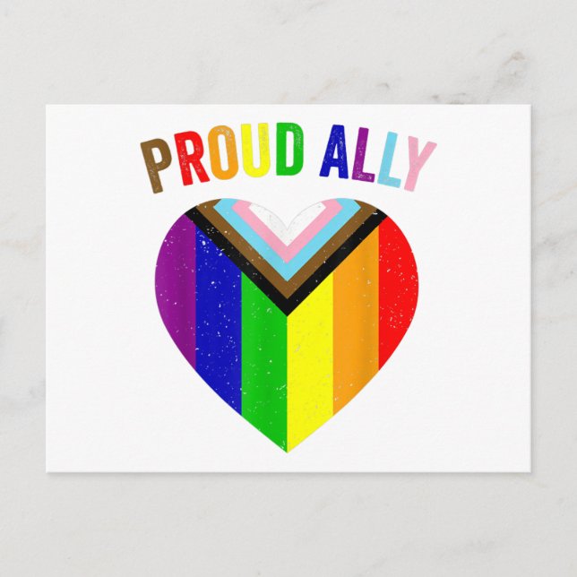 Proud Ally LGBTQAI Gay POC Transgender Pride Flag  Postcard (Front)