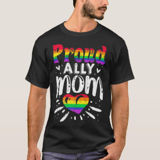 Proud Ally Mom LGBTQ LGBT Heart Flag Proud Trans M T-Shirt