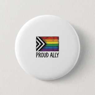 Proud Ally Pride Flag Vector T-Shirt Design_1 2 Inch Round Button