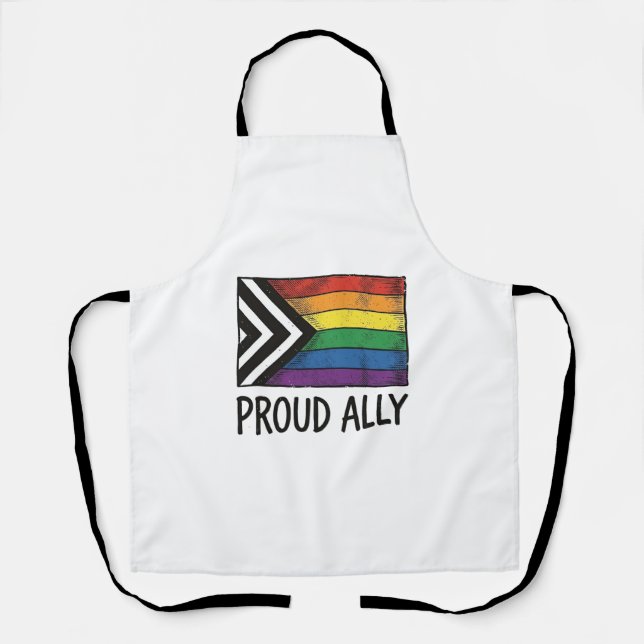 Proud Ally Pride Flag Vector T-Shirt Design_1 Apron (Front)