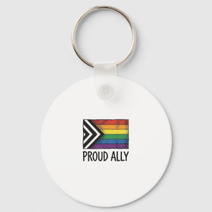 Proud Ally Pride Flag Vector T-Shirt Design_1 Keychain