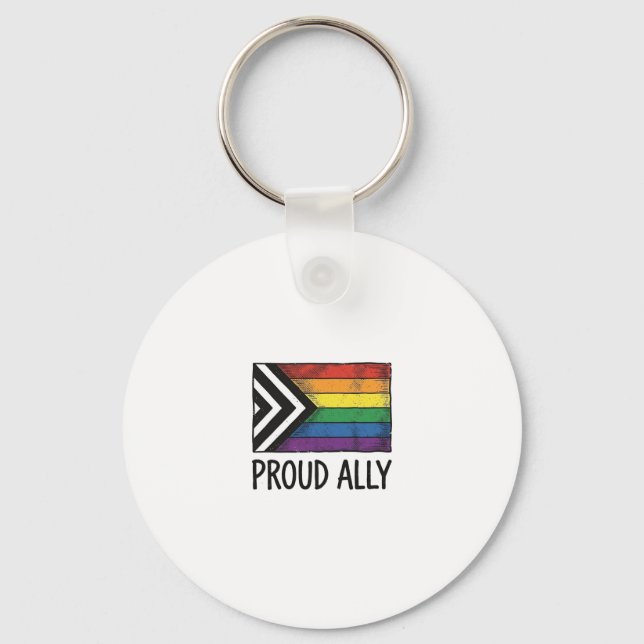 Proud Ally Pride Flag Vector T-Shirt Design_1 Keychain (Front)