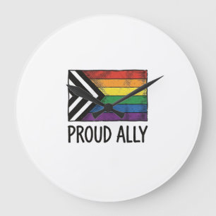 Proud Ally Pride Flag Vector T-Shirt Design_1 Large Clock