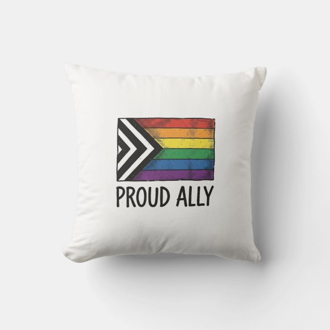 Proud Ally Pride Flag Vector T-Shirt Design_1 Throw Pillow (Front)