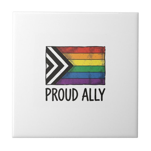 Proud Ally Pride Flag Vector T-Shirt Design_1 Tile (Front)