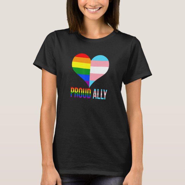 Proud Ally Pride Lgbt Transgender Flag Heart Gay L T-Shirt (Front)