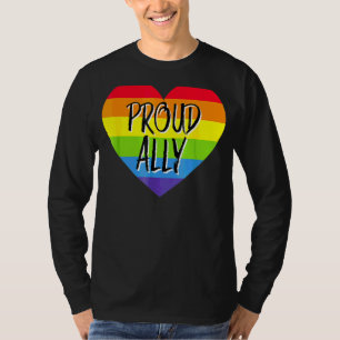 Proud Ally  Rainbow Heart Gay Lgbt Pride Support T-Shirt