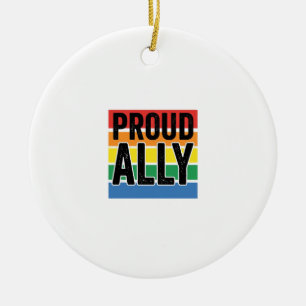 Proud Ally Vintage Pride Support Shirt Design_1 Ceramic Ornament