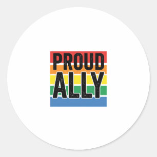 Proud Ally Vintage Pride Support Shirt Design_1 Classic Round Sticker