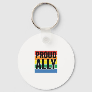 Proud Ally Vintage Pride Support Shirt Design_1 Keychain