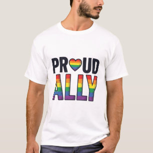 Proud Ally Vintage Rainbow Heart T-Shirt Design_1