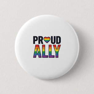 Proud Ally Vintage Rainbow Heart T-Shirt Design_1 2 Inch Round Button