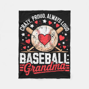 Proud Always Loud Grandma Baseball Grandma Mothers Fleece Blanket