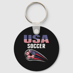Proud America Soccer Team Supporter Usa Flag Footl Keychain
