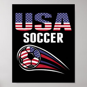 Proud America Soccer Team Supporter Usa Flag Footl Poster