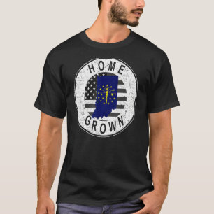 Proud America State Flag US Home Grown Indiana T-Shirt